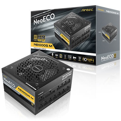 ספק כוח למחשב מודולרי מלא אנטק Antec NeoEco NE1000G M ATX 3.1 1000W Full Modullar 80+ Gold PCIe 5.1 120mm FAN